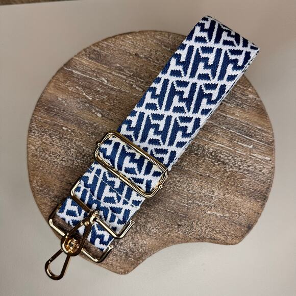 Wide BLUE PATTERN Purse Strap Adjustable Crossbody Guitar Strap NEW FAST SHIP - Picture 1 of 4